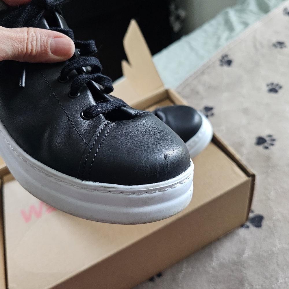 Camper Black Leather Lace-Up Sneakers with White Soles - Picture 6 of 14